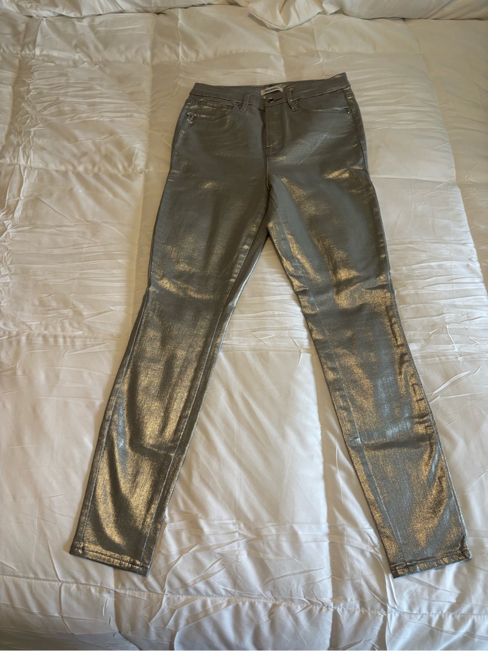 Good American Metallic Silver Good Waist Skinny Jeans